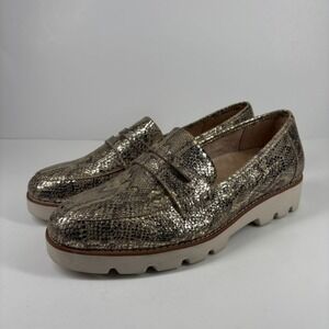Vionic Cheryl II Women's US 10W Metallic Gold Snake Print Leather Slip-On Loafer